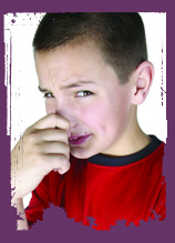 Kid holding nose